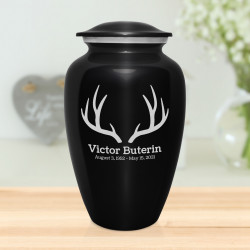Antlers Cremation Urn - Jet Black