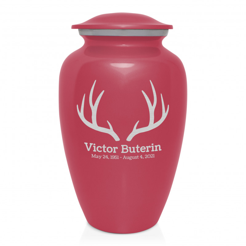 Antlers Cremation Urn - Rose Pink