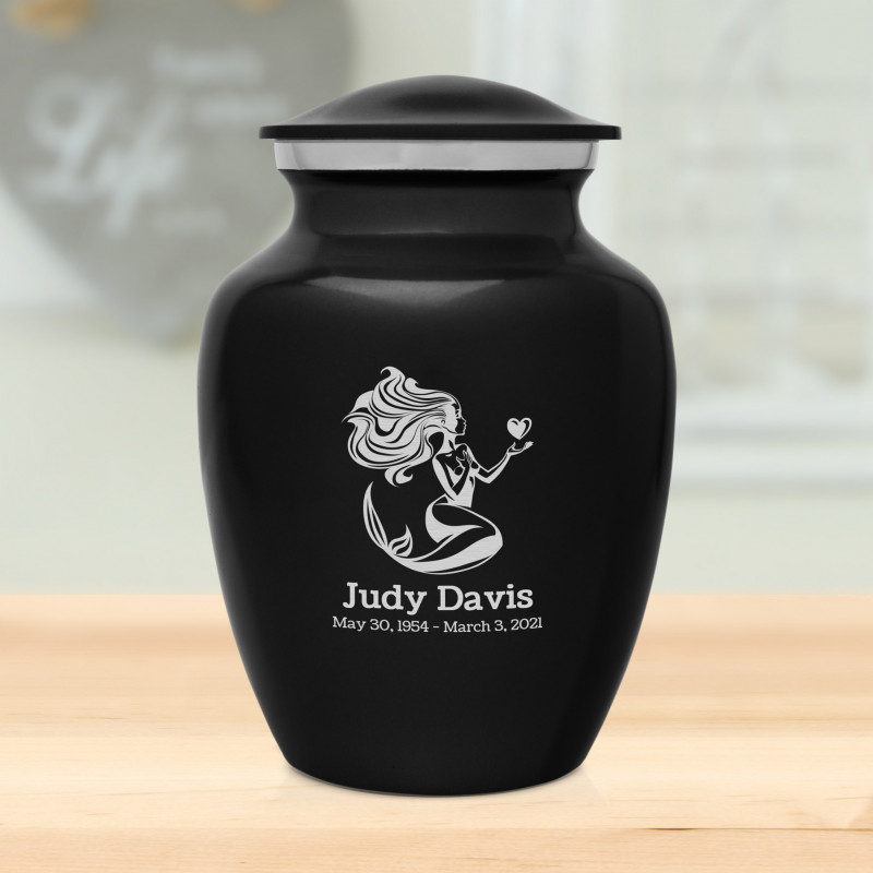 Mermaid Sharing Urn - Jet Black