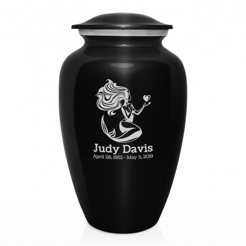 Mermaid Cremation Urn - Jet Black