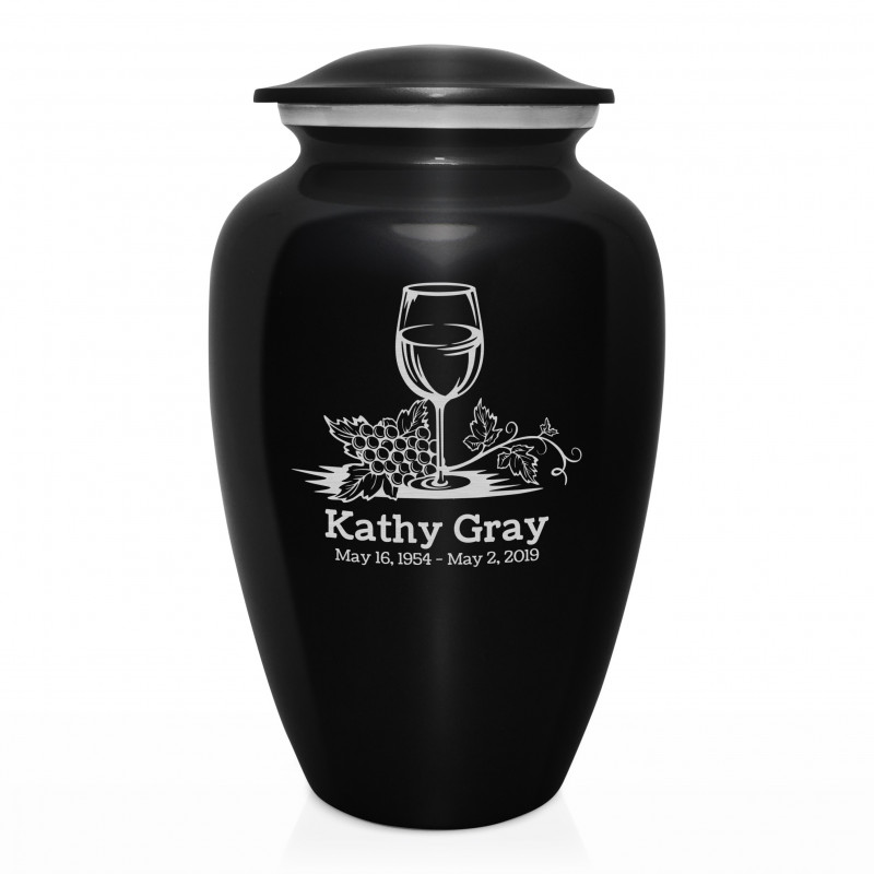 Wine Cremation Urn - Jet Black