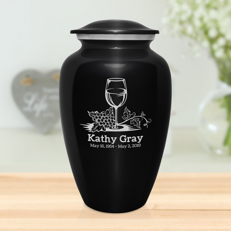 Wine Cremation Urn - Jet Black