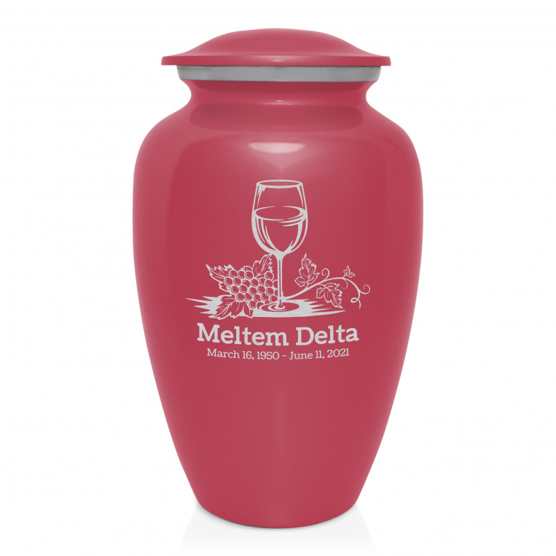 Wine Cremation Urn - Rose Pink