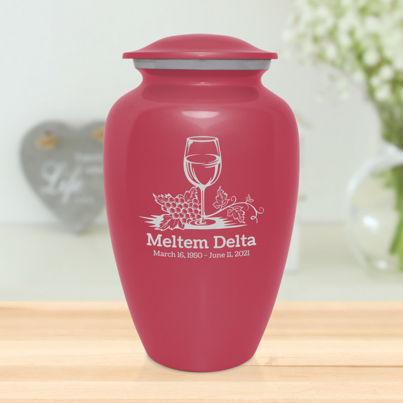 Wine Cremation Urn - Rose Pink