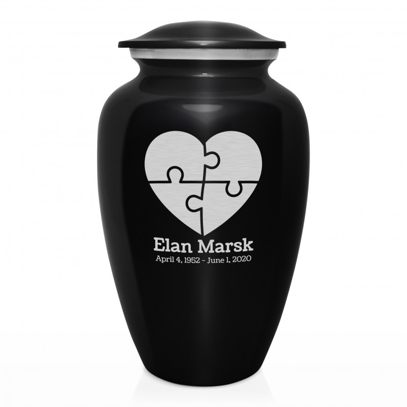 Autism Puzzle Cremation Urn - Jet Black