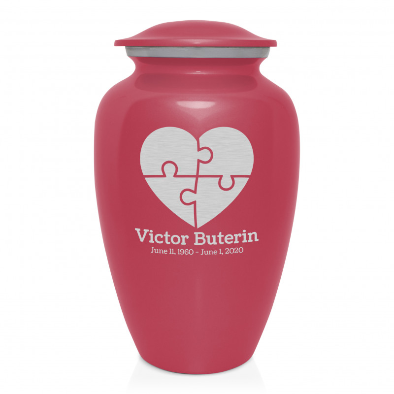 Autism Puzzle Cremation Urn - Rose Pink