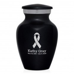 Cancer Ribbon Keepsake Urn - Jet Black