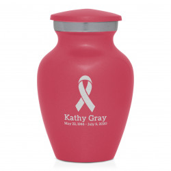 Cancer Ribbon Keepsake Urn - Rose Pink