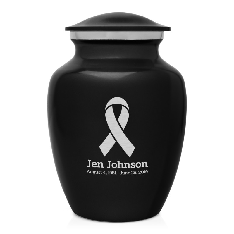 Cancer Ribbon Sharing Urn - Jet Black