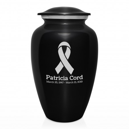 Cancer Ribbon Cremation Urn - Jet Black