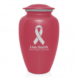 Cancer Ribbon Cremation Urn - Rose Pink