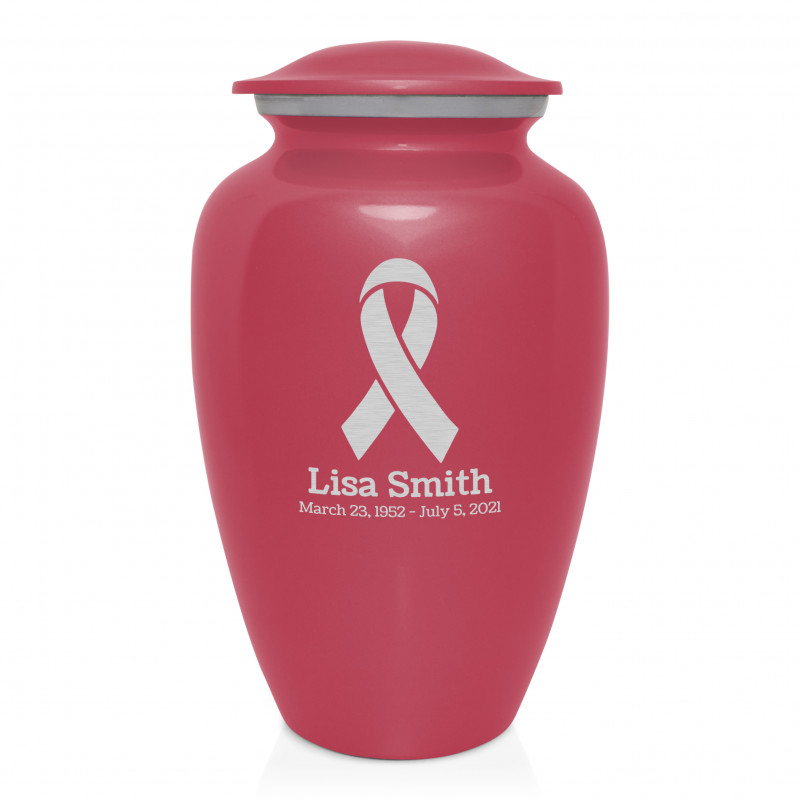 Cancer Ribbon Cremation Urn - Rose Pink