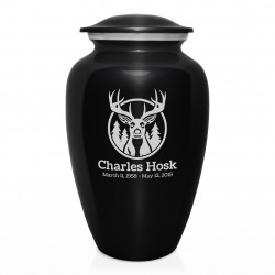 Deer Cremation Urn - Jet Black