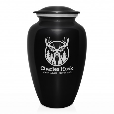 Deer Cremation Urn - Jet Black