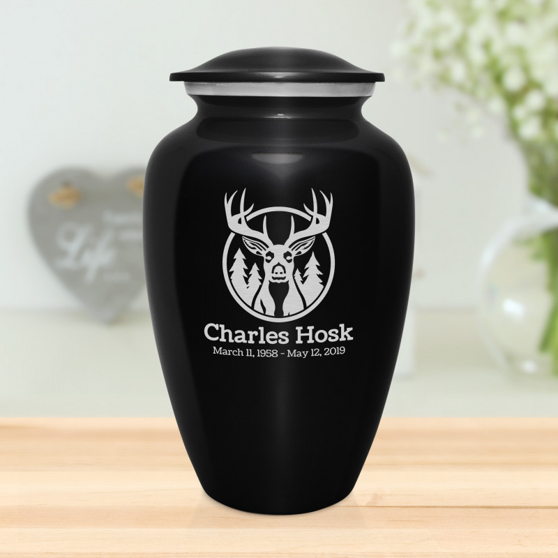 Deer Cremation Urn - Jet Black