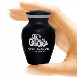 Modern Tractor Keepsake Urn - Jet Black