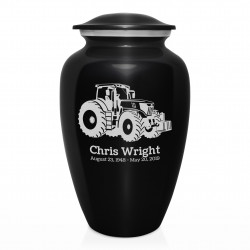 Modern Tractor Cremation Urn - Jet Black