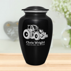 Modern Tractor Cremation Urn - Jet Black