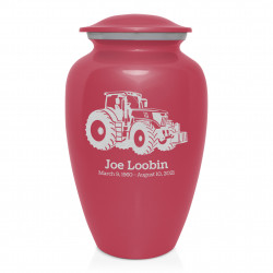 Modern Tractor Cremation Urn - Rose Pink