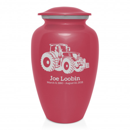 Modern Tractor Cremation Urn - Rose Pink