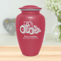 Modern Tractor Cremation Urn - Rose Pink