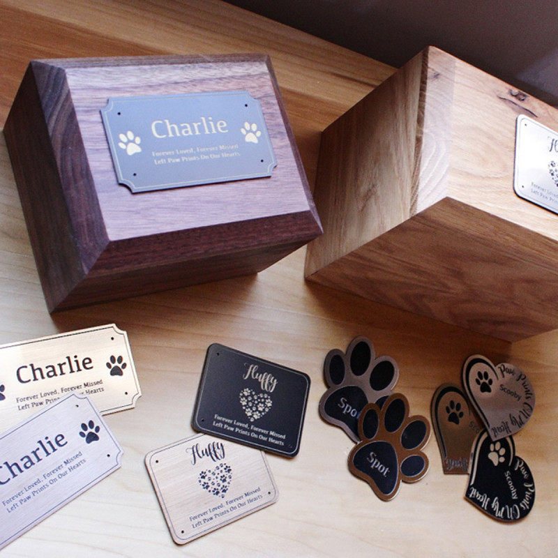 DIY Pet Cremation Urn Plate - Brushed Silver - 4" w x 2.25" h