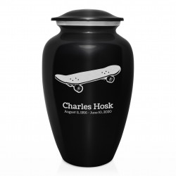 Skateboard Cremation Urn - Jet Black