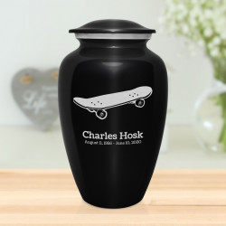 Skateboard Cremation Urn - Jet Black