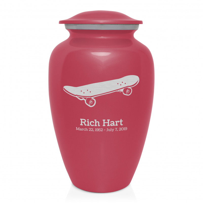 Skateboard Cremation Urn - Rose Pink