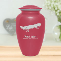 Skateboard Cremation Urn - Rose Pink