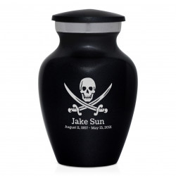Pirate Skull Keepsake Urn - Jet Black