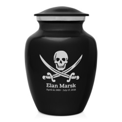 Pirate Skull Sharing Urn - Jet Black