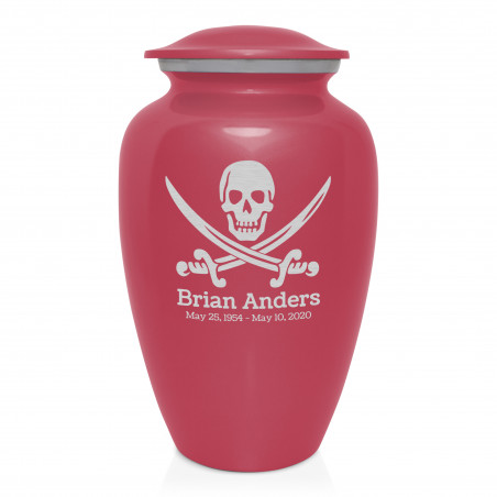 Pirate Skull Cremation Urn - Rose Pink