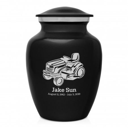Riding Lawn Mower Sharing Urn - Jet Black