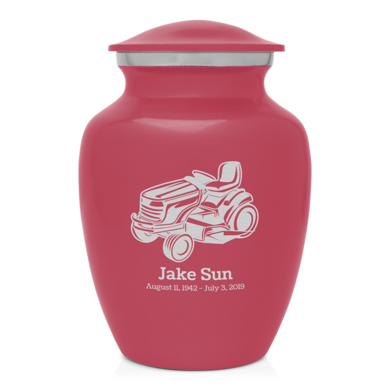 Riding Lawn Mower Sharing Urn - Rose Pink