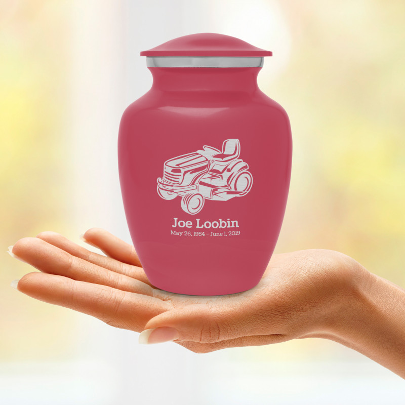 Riding Lawn Mower Sharing Urn - Rose Pink