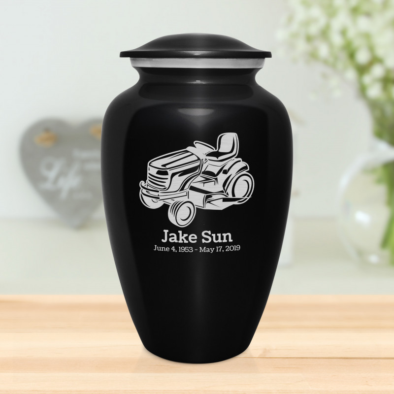 Riding Lawn Mower Cremation Urn - Jet Black
