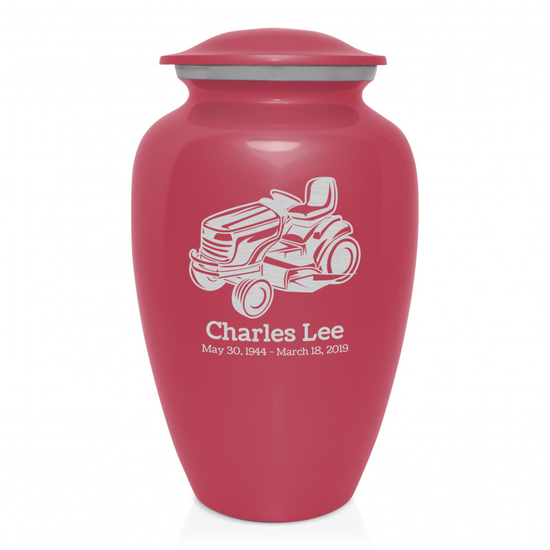Riding Lawn Mower Cremation Urn - Rose Pink