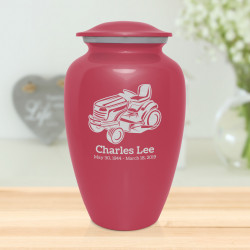 Riding Lawn Mower Cremation Urn - Rose Pink