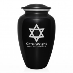 Star of David Cremation Urn - Jet Black