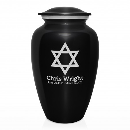 Star of David Cremation Urn - Jet Black