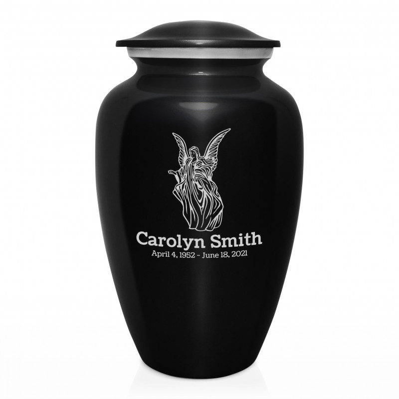 Angel Cremation Urn - Jet Black