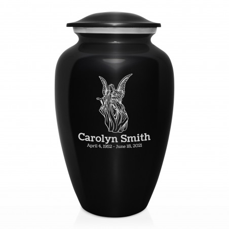 Angel Cremation Urn - Jet Black