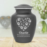 Small Pawprint Heart Pet Cremation Urn - Gunmetal Gray