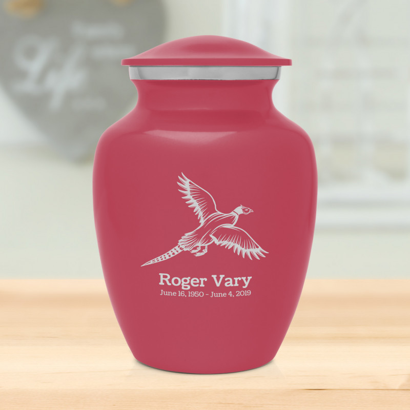 Pheasant Sharing Urn - Rose Pink