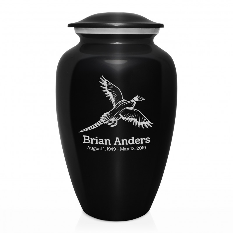 Pheasant Cremation Urn - Jet Black