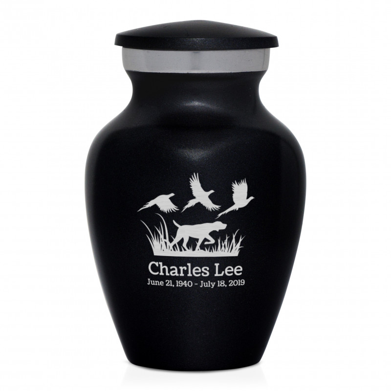 Hunting Dog Keepsake Urn - Jet Black