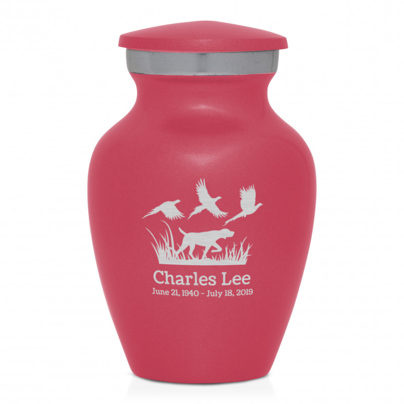 Hunting Dog Keepsake Urn - Rose Pink
