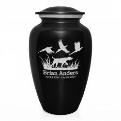 Hunting Dog Cremation Urn - Jet Black