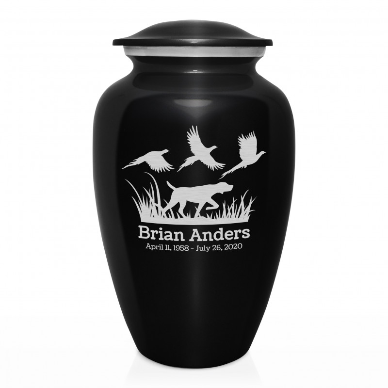 Hunting Dog Cremation Urn - Jet Black